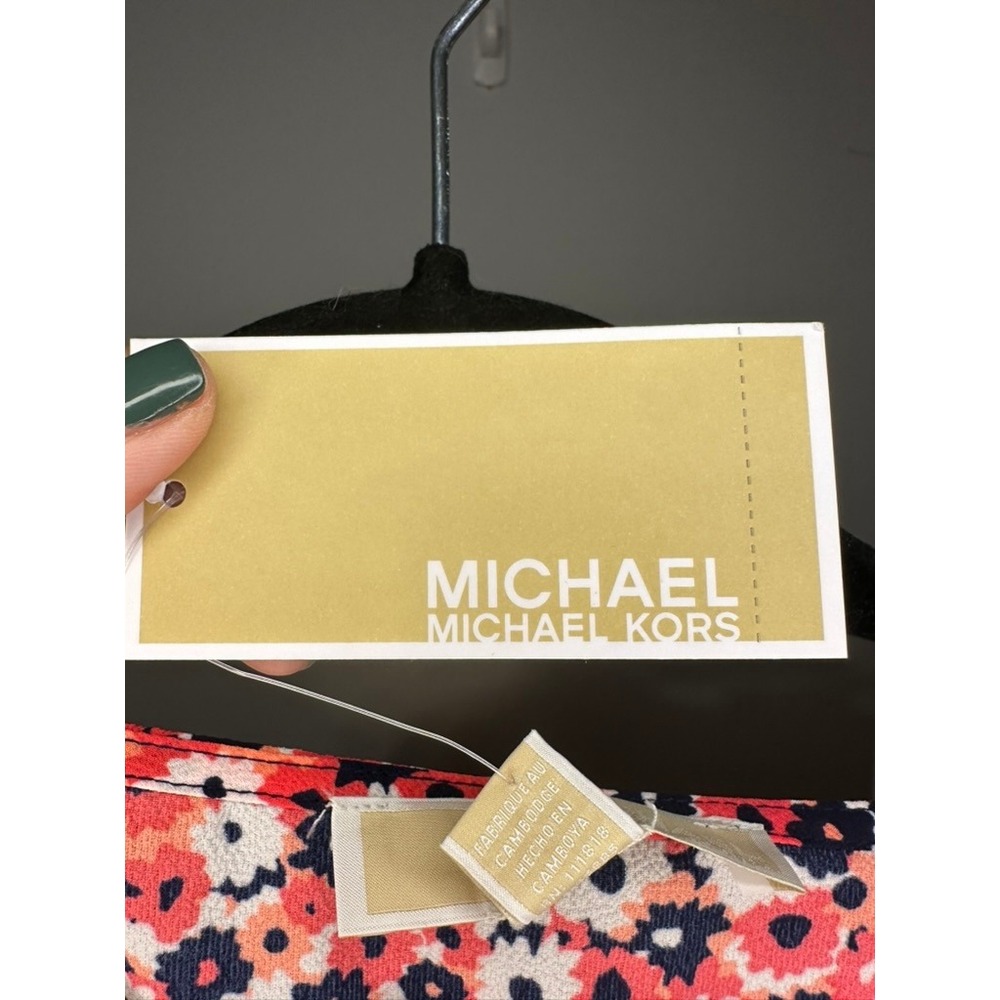 Michael Kors Floral Print Smocked Waist 3/4 Sleeve Blouse Top. NWT - Picture 6 of 10